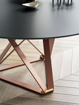 DELTA - Round steel and wood dining table by Bontempi Casa - view 3